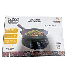Nuwave Induction Hot Wok with 14" Carbon Steel Wok, Glass Lid & Stand